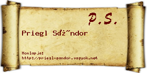 Priegl Sándor névjegykártya